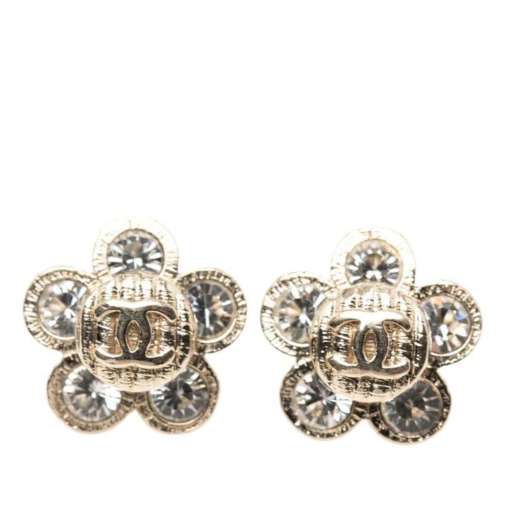 CHANEL Gold Logo Earrings